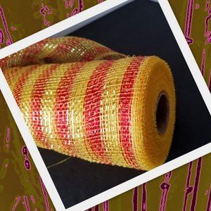 Poly Deco Mesh, Red & Gold Metallic Roll